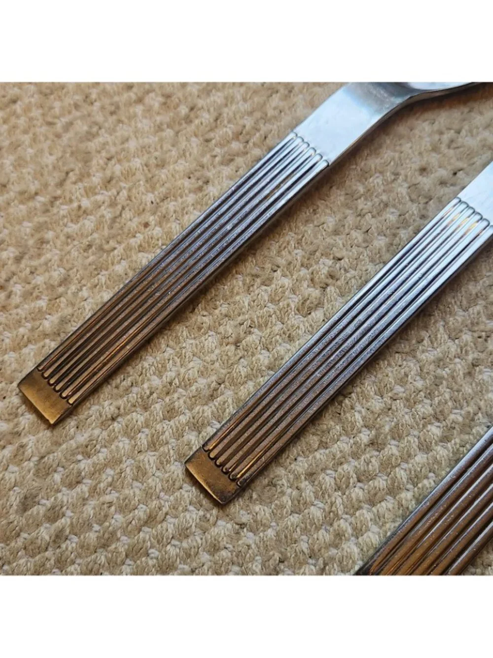 Dansk THEBE Stainless 5 Spoons Teaspoon Table Korea Ribbed Silverware Flatware